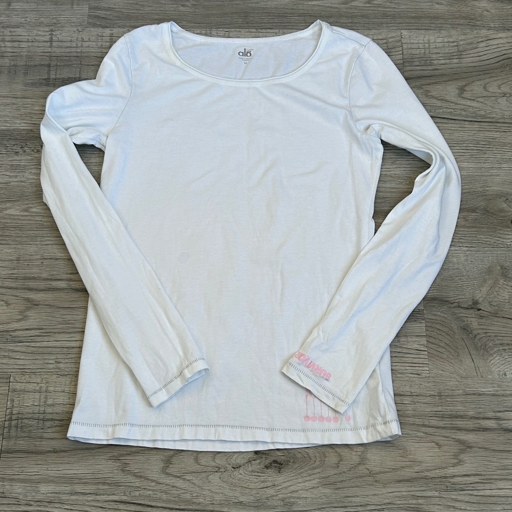 Alo‎ Cool Fit Long Sleeve White Yoga Shirt Sz M